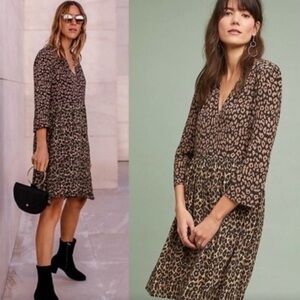 Anthropologie Maeve Juno Leopard Dress Size XS